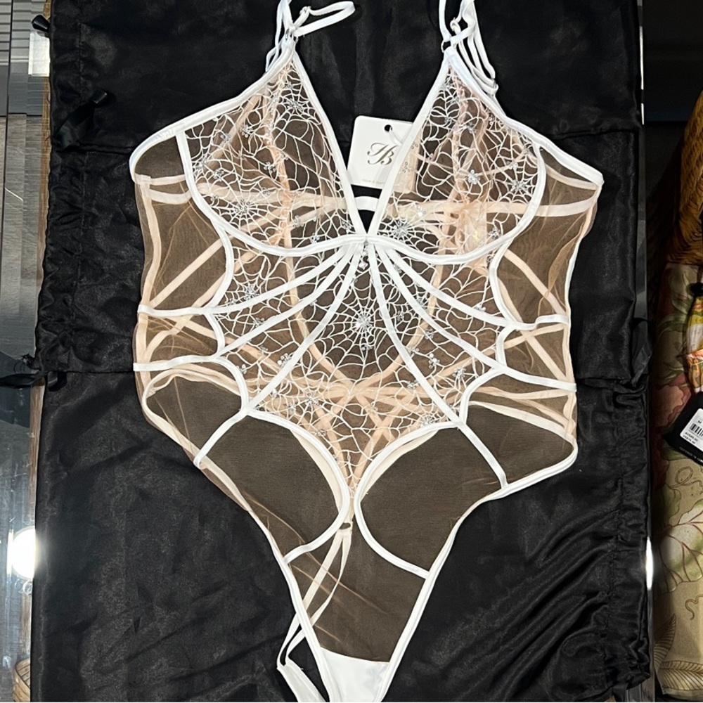 White and Black Sheer Bodysuit